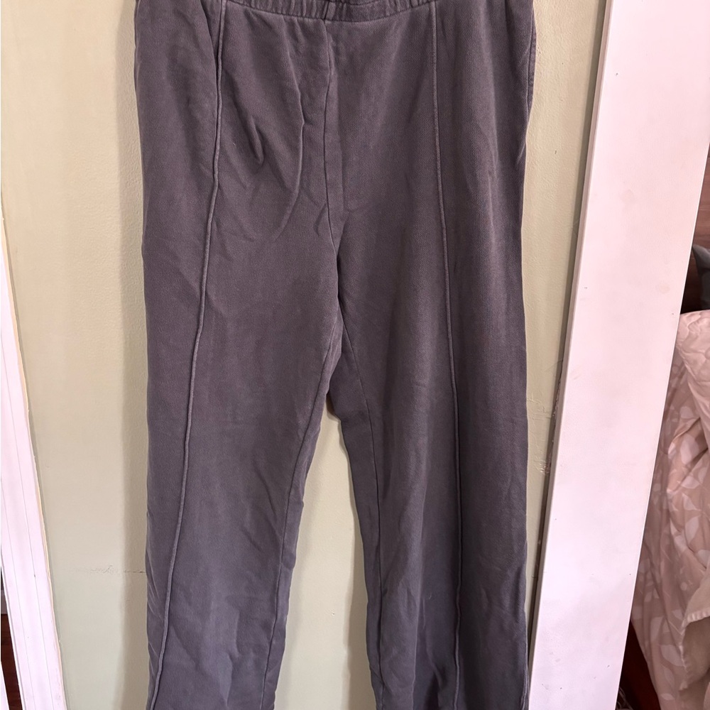 aerie Gray Track Joggers with Front Seams